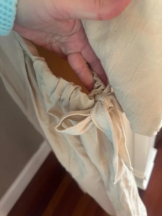 Free People Beige 2 piece Linen-Blend Midi Pinafore Dress with Wide Sleeve Top - Picture 3 of 5